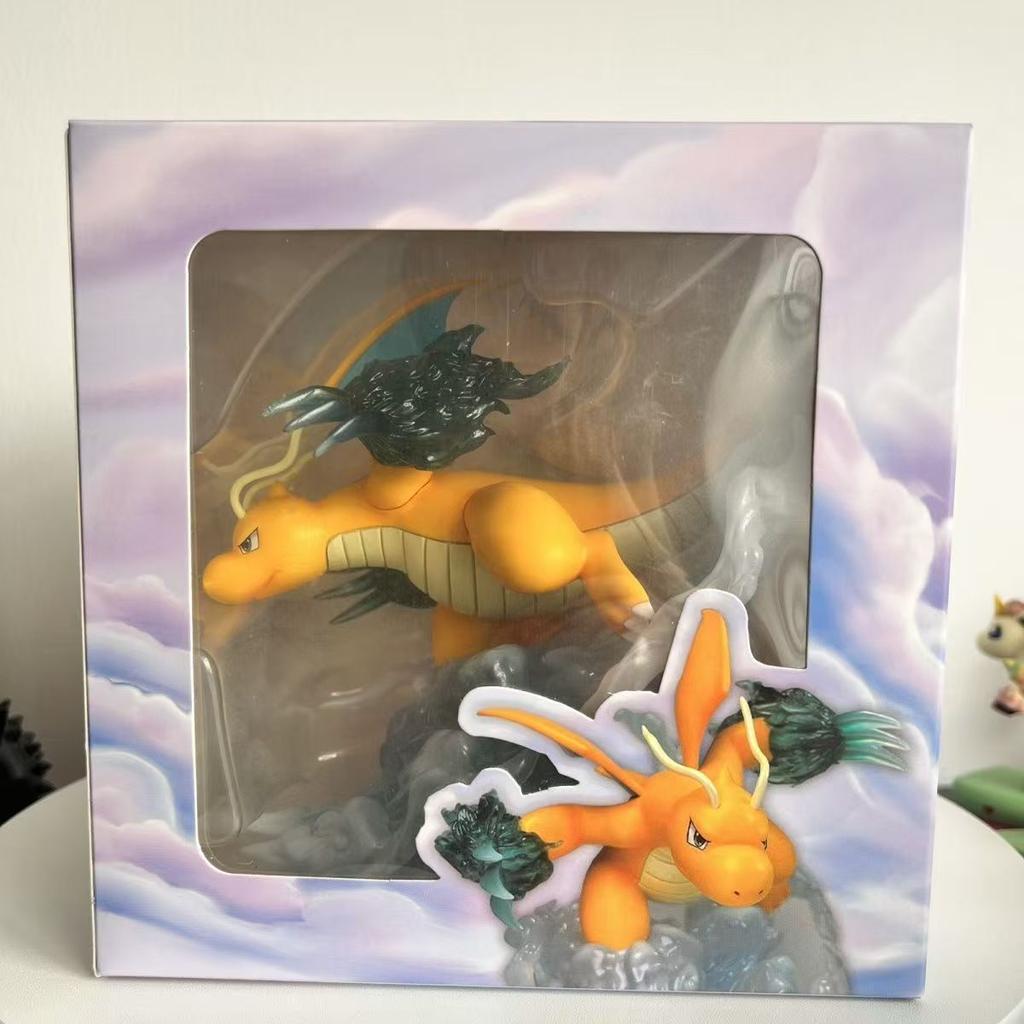 Cute Pokeman Anime Figure 17cm Dragonite Figure Scene PVC Statue Model Collection Desktop Children Birthday Toy Gifts