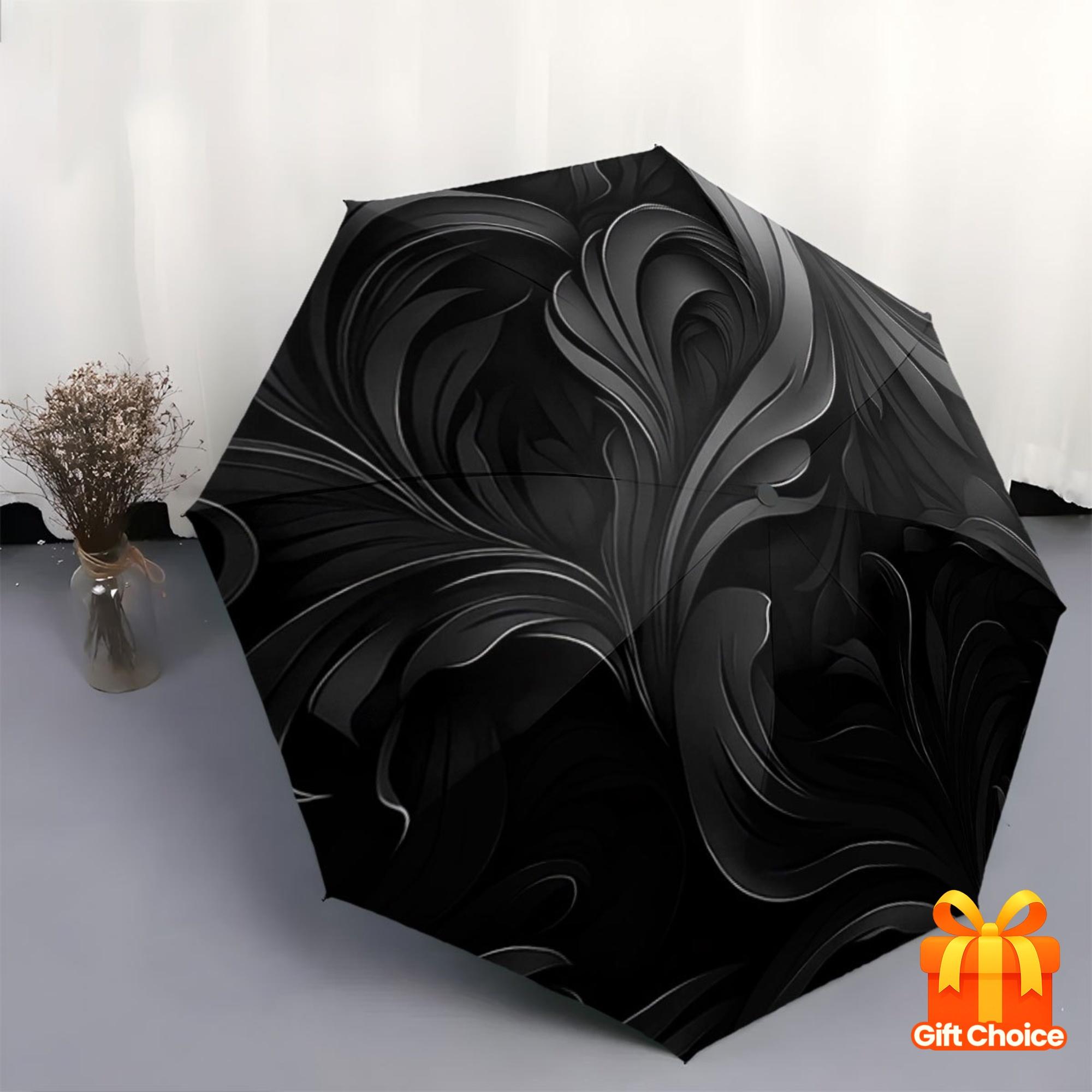 

Automatic Open/Close Umbrella with One-Touch Button - Compact Folding Umbrella, Portable Collapsible Design, Elegant Black & G (as the picture,Iron&8K)