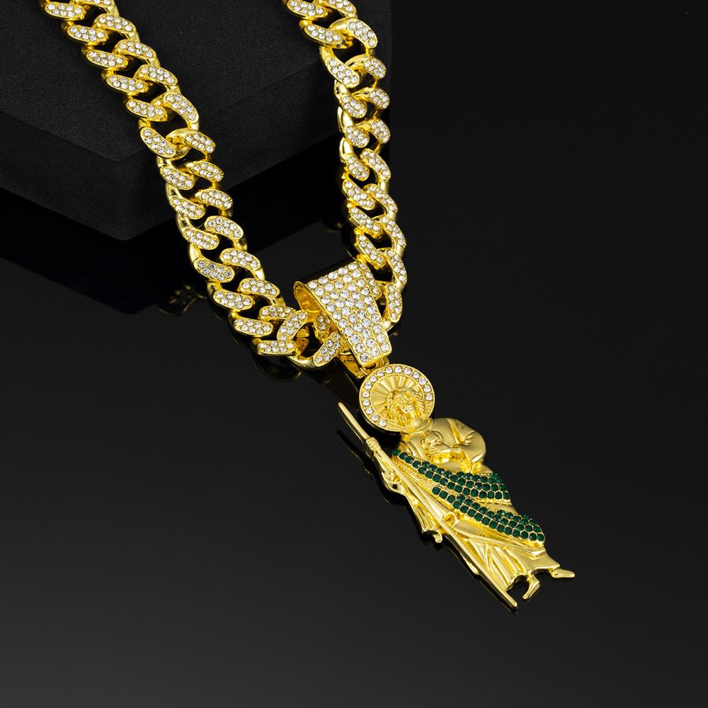 Herren Damen Hip Hop Heiliger Judas Anhänger Halskette, 13mm Kubanische Kette Religiöser Heiliger Judas Idol Anhänger Charm Schmuck 2025 Neu Angekommen