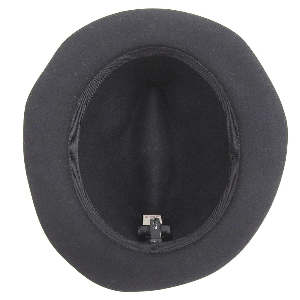 Excellent GUCCI hat 100% Felt Leather Foldover black Rabbit mens M Used