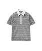 Lense Multi Stripe Rugby Collar T-Shirt Gray