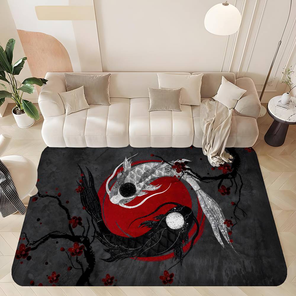 Chinese Tai Chi Bagua Yin Yang Door Mat Washable Non-Slip Living Room Sofa Chairs Area Mat Kitchen Bedside Area Rugs