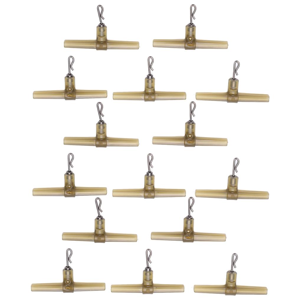15pcs Fishing Crimp Swivel T Shaped RRing Reusable Portable Green Crossline Tackle Connector