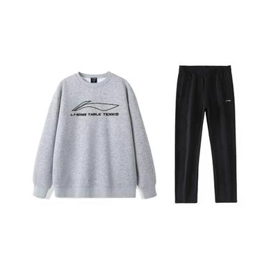 Li Ning Raidžių Spaudinys Madingas Laisvas Kasdienis Patogus Universalus Apvalus Kaklas Megztinis Ilgomis Rankovėmis Palaidinė Rinkinys Unisex palaidinė AWDTD13-2+AKLU881-1