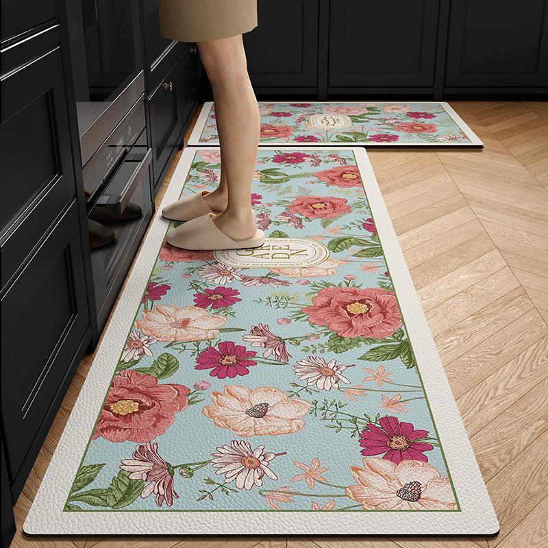 American Kitchen Special Floor Mats for Anti-slip  Oil-resistant Wipeable Carpet Diatom Mud Water-absorbing Mats Waterproof Foot Mats