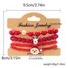 Christmas Day Color Acrylic Diamond Snowflake Bell Elastic Beaded Bracelet Christmas Set