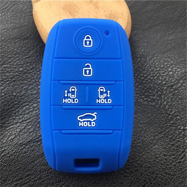 Silicone Rubber Car Key Cover Case for KIA Grand Carnival Sorento Sedona MPV 5 Buttons Smart Remote Key Case