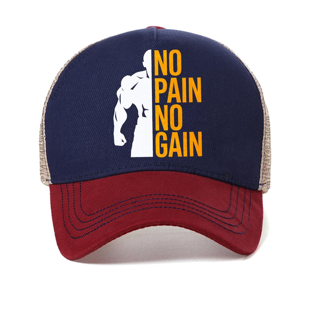 

NO PAIN NO GAIN baseball cap fashion casual adjustable Sports Caps summer unisex mesh sun hat Breathable Snapback hats Adjustable красный
