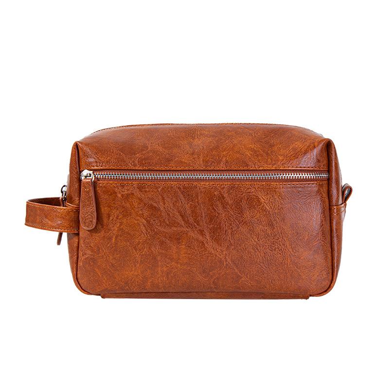 Pu Leather Makeup Bag Men's Large Capacity Multi-functional High Appearance Level Simple Retro Travel Portable Storage Toiletry Bag