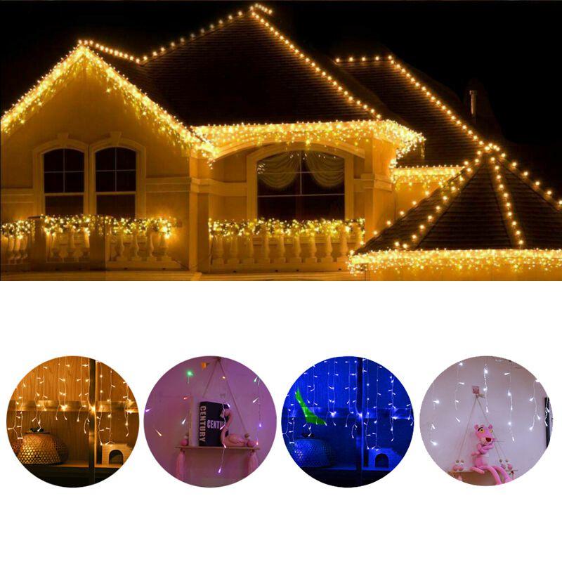 Romantische 4-40 m lange LED-Lichterkette mit Eiszapfenmuster für Weihnachten, drinnen und draußen, Hochzeiten und Partys