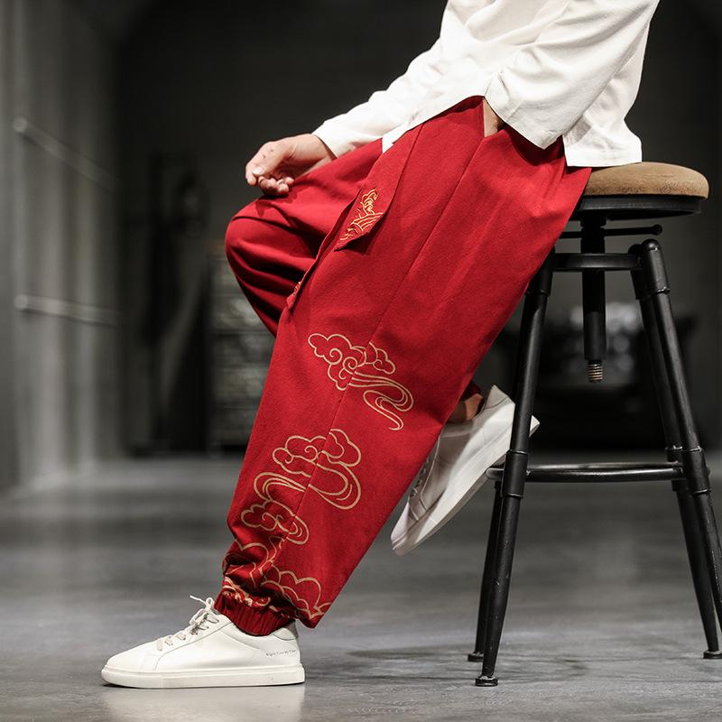 Erkekler Çin Kung Fu Pantolon Tai Chi Pantolon Eğitim Wushu Altları Bağcıklı Sanat Sporları