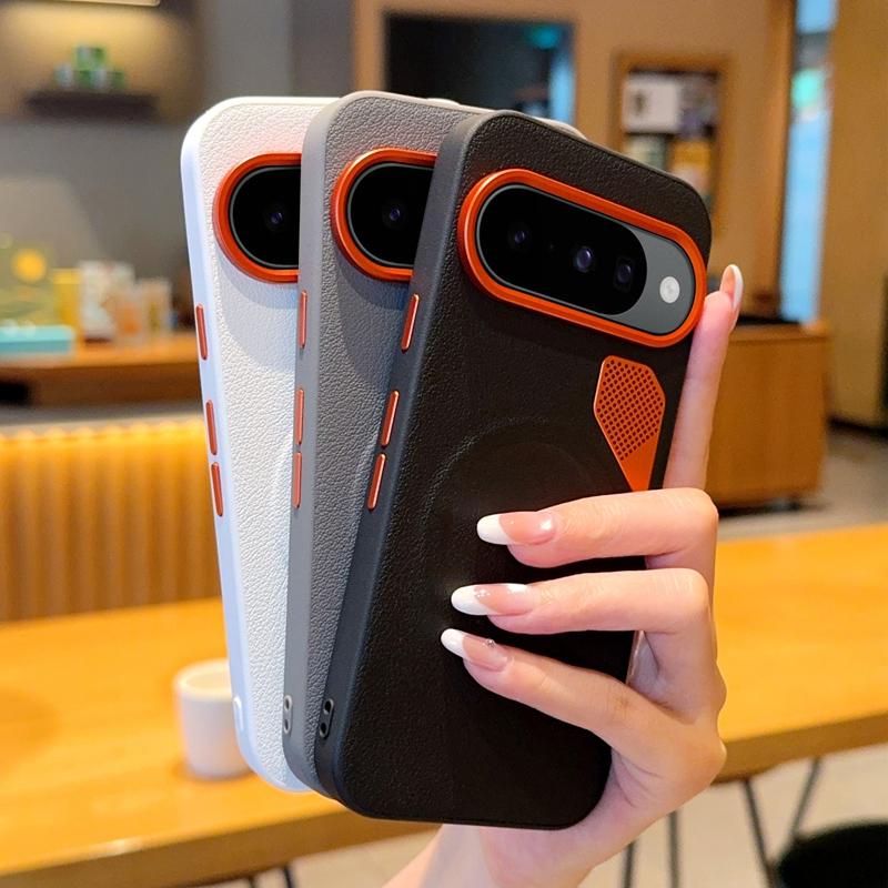 Magnetic Case For Google Pixel 10 Pro XL Vegan Leather Cover with Seperated Metal Button Camera Frame New Trendy