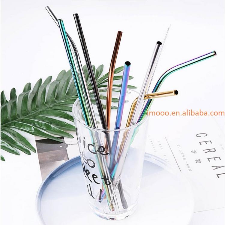 Factory Price 4pcs/Bag Reusable Drinking Straws with Bag 4pcs In 1 Bar Party Accessory 304 Stainless Steel Sturdy Drinks Straw