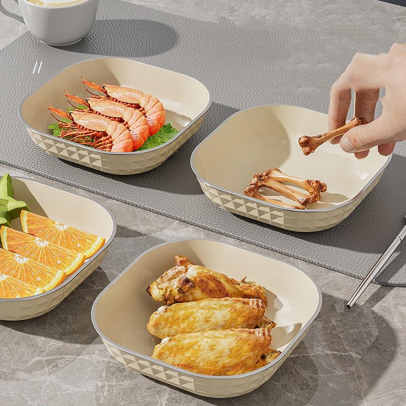 8 pezzi Piatto di plastica Vassoio Piatto da frutta e dessert Piatto per contorni domestico Piatto per insalata di verdure Ciotola per pasticceria Set di posate