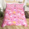Girls Rainbow Duvet Cover King Queen Cartoon Rainbow Bedding Set Microfiber Lovely Colorful Stripes Comforter Cover Room Decor