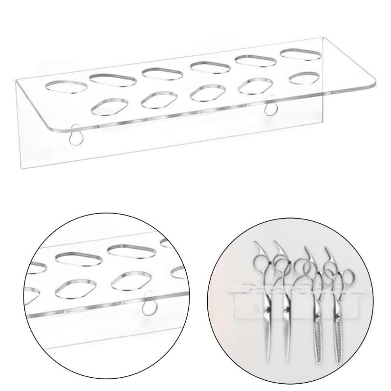 Clear Acrylic Comb Organizers With 11 Slots Space Saving Wall Mounted Rack For Stylists Shears Scissors Storage