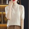 Women's Spring and Fall Half-high Neck Mid-sleeved Bottoming Shirt Knitted Five-minute Sleeve Thin Temperament Sweater