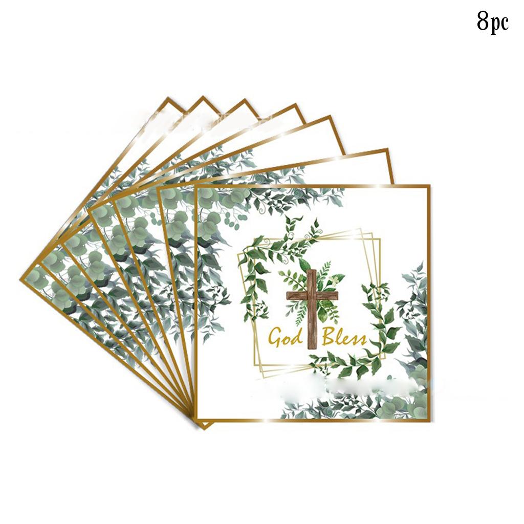 

Деревянный крест из зерна одноразовая посуда зеленая тема «Бог благословит растение» бумажные тарелки салфетки чашки причастие крещение праздничные принадлежности