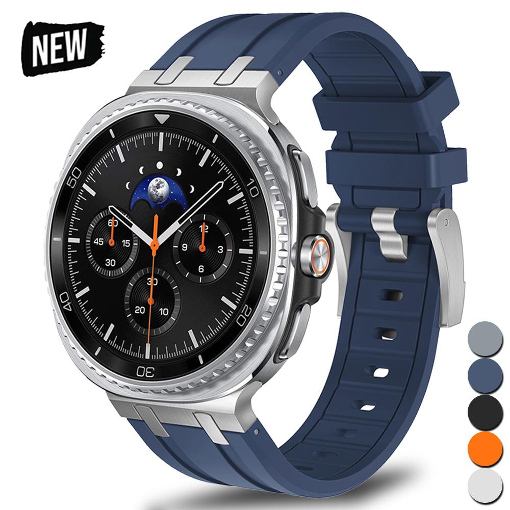 Luxury Rubber Strap for Samsung Galaxy Watch 8 Classic 46mm Silicone Men Bracelet For samsung watch 8 40mm 44mm Curved End Band