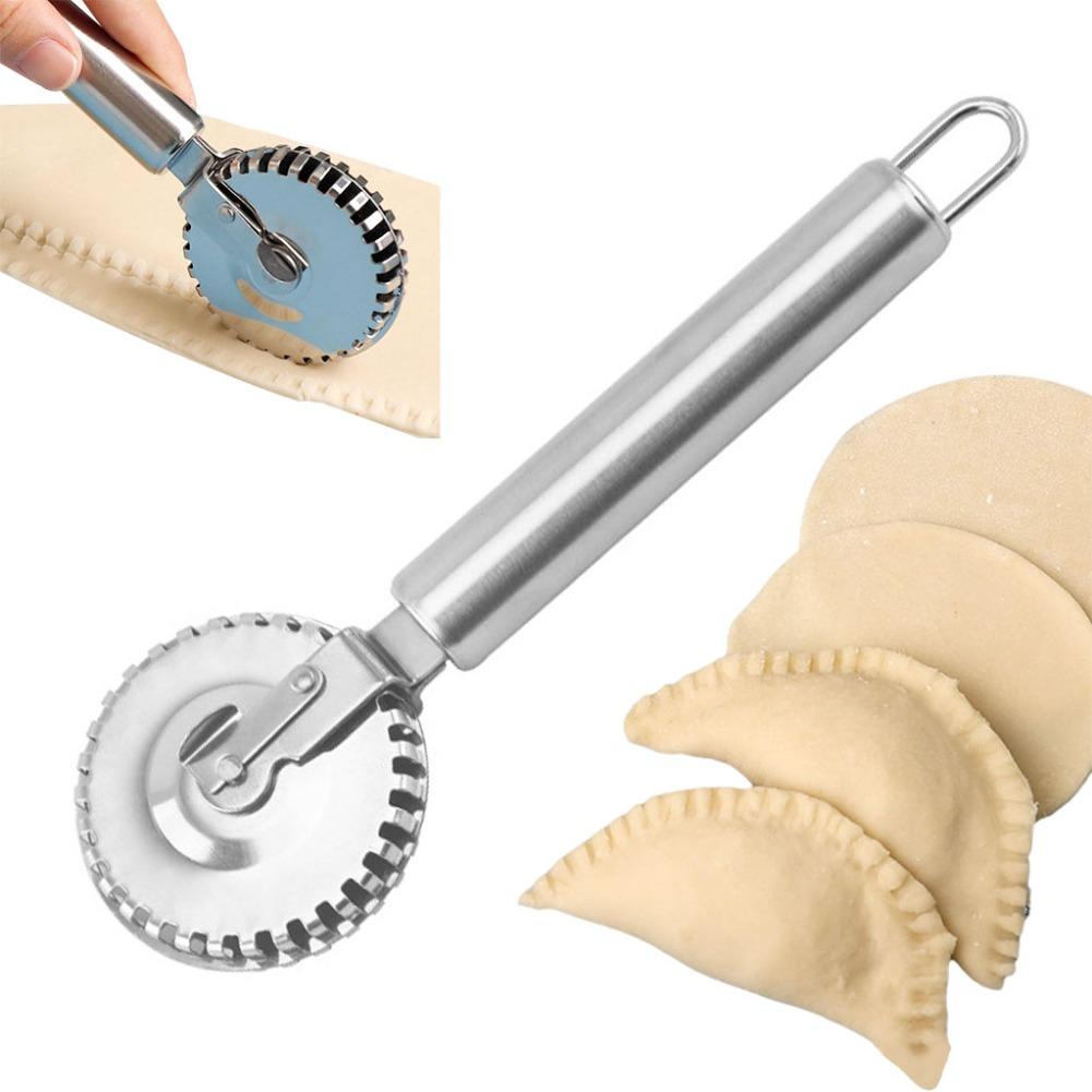 Stainless Steel Baking Pastry Decor Tool Dumpling Embossing Side Cutter Rolling Wheel for Cookie Mould Pasta Baking