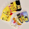 5 Pairs Four Seasons Women's Fashion Cartoon Anime Pok é mon Versatile Sweet and Cute Pikachu Casual Breathable Straight Socks