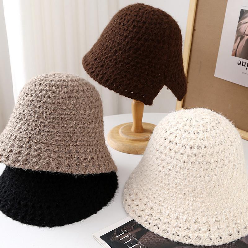 New simple version knitted hat basin hat bucket hat adult women's hat autumn, winter and autumn sunshade sun protection hat versatile hat