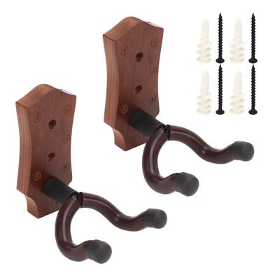 2pcs Support Mural Guitare Élégant Noyer Noir Support Mural Guitare pour Mandoline Guitare Banjo Ukulélé