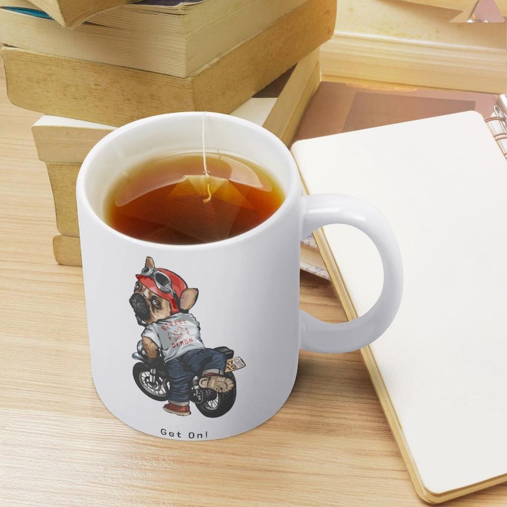 1Pack 11oz White Ceramic Mug Double-Sided Printed Illustration Durable Coffee Cup Great For Home Office Gift Use