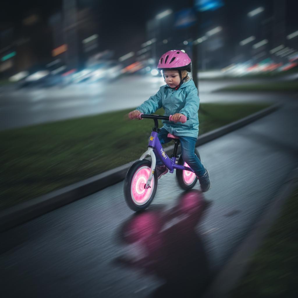 Lila Laufrad mit 12 Zoll Rädern und LED-Leuchten, Stahlrahmen für Mädchen