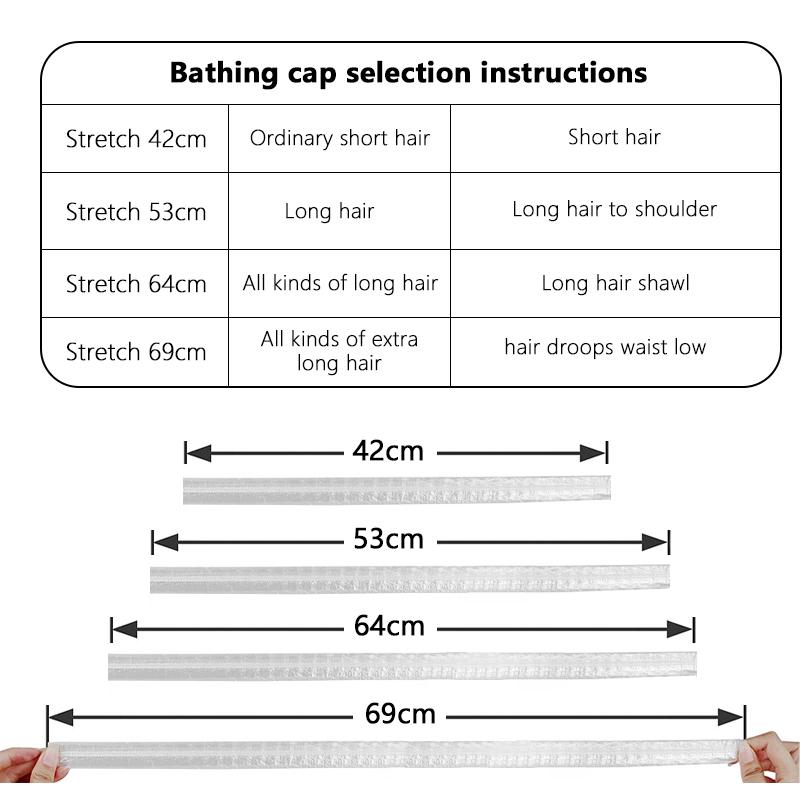 100 szt. Jednorazowe czapeczki pod prysznic Wodoodporne Plastikowe nakrycia głowy Kobiety Przezroczyste do farbowania włosów Salon Elastyczna czapeczka do kąpieli dla Hotelu Uroda