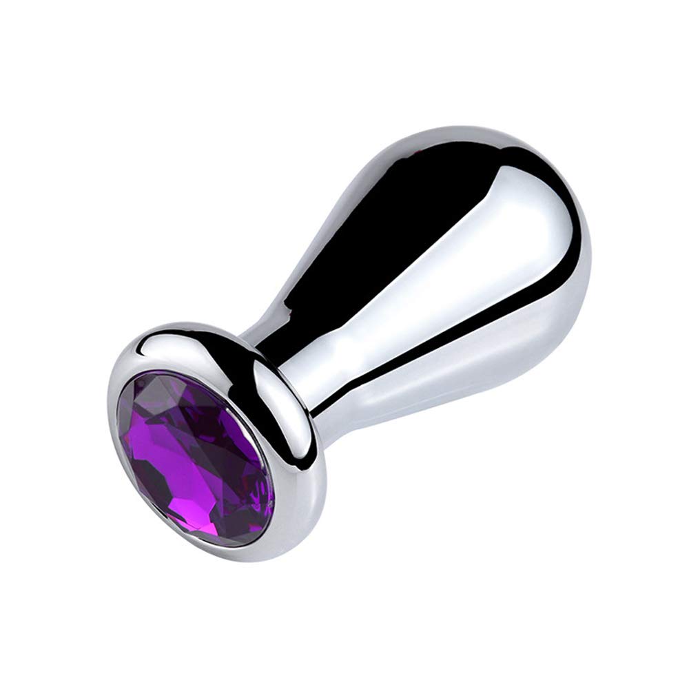 Tibemi Anal Plug for Men and Women Anal Beads Balloon Shaped with Jewelry Decorated on the Base Anal Hanging Metal Adult Goods Purple (L)