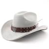 Western cowboy roll-up edge big edge cowboy hat bull head accessories leather velvet jazz hat riding hat