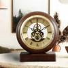 130MM Solid Wood Perspective Mantel Clock with Visible Internal Rotating Gears, Office Desk Clock