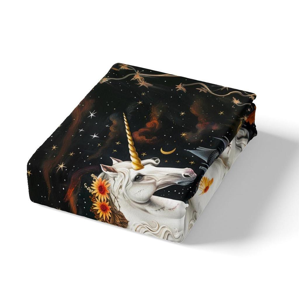 Halloween Pumpkin Unicorn Personality Pattern Mattress Three-Piece Digital Printing Bedding Set