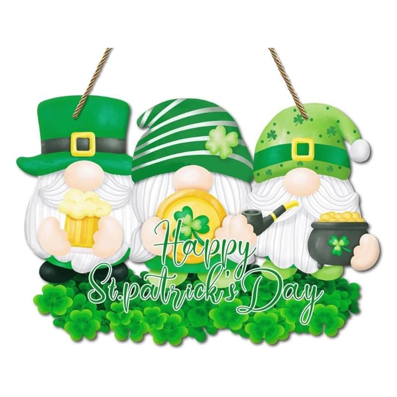 Shamrock Decoration For Patrick's Day Parties With Wooden Frame And Green Leaf Festival Spring Accessory