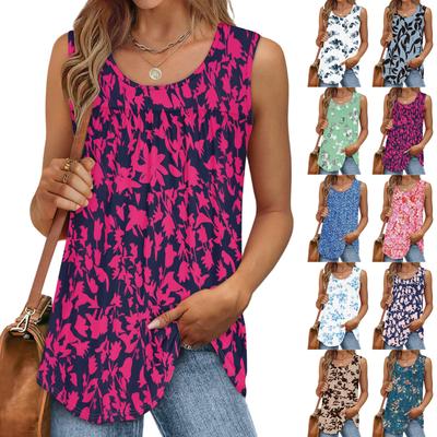 Womens Casual O Neck Loose Solid Color Sleeveless Top T-shirt  Summer Tank Tops For Women Tank Camisole Sleeveless Basic Solid Tops
