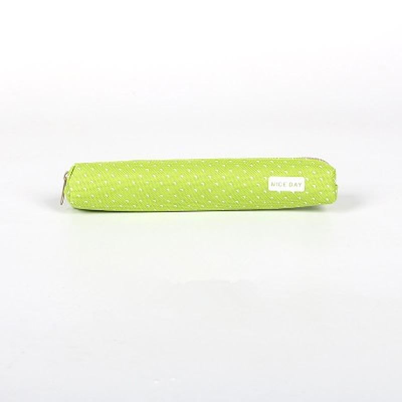 Strip Shape Candy Pencil Case Bag Dots Canvas Pens Storage Bag Stationery Pouch for Kids Girls Portable Lipstick Bag