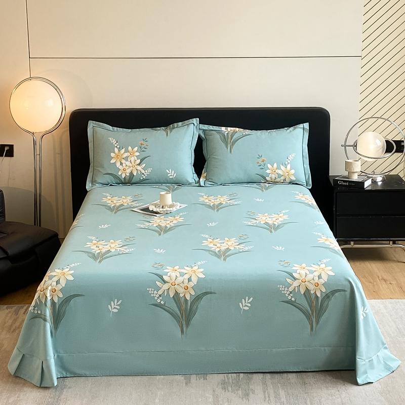 Retro Floral Pattern Bed Sheet Set 100% Cotton Bed Sheets Soft Breathable Bedspread with Pillowcases Queen Size Bedding Set