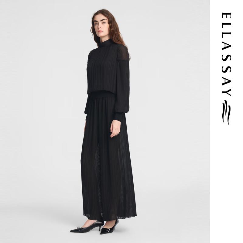 ELLASSAY Women's Elegant Pleated High-Waisted Straight-Leg Pants