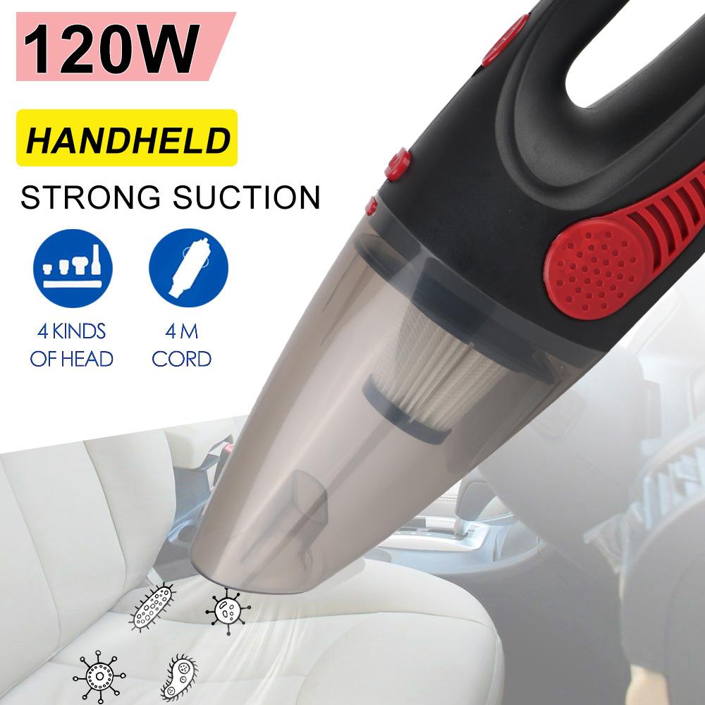 For Car Home Interior Accessories Super Suction Wet/Dry Dual-Use Handheld Car Vacuum 120W 12V 5000PA Cordless/Car Plug Cleaner Portable