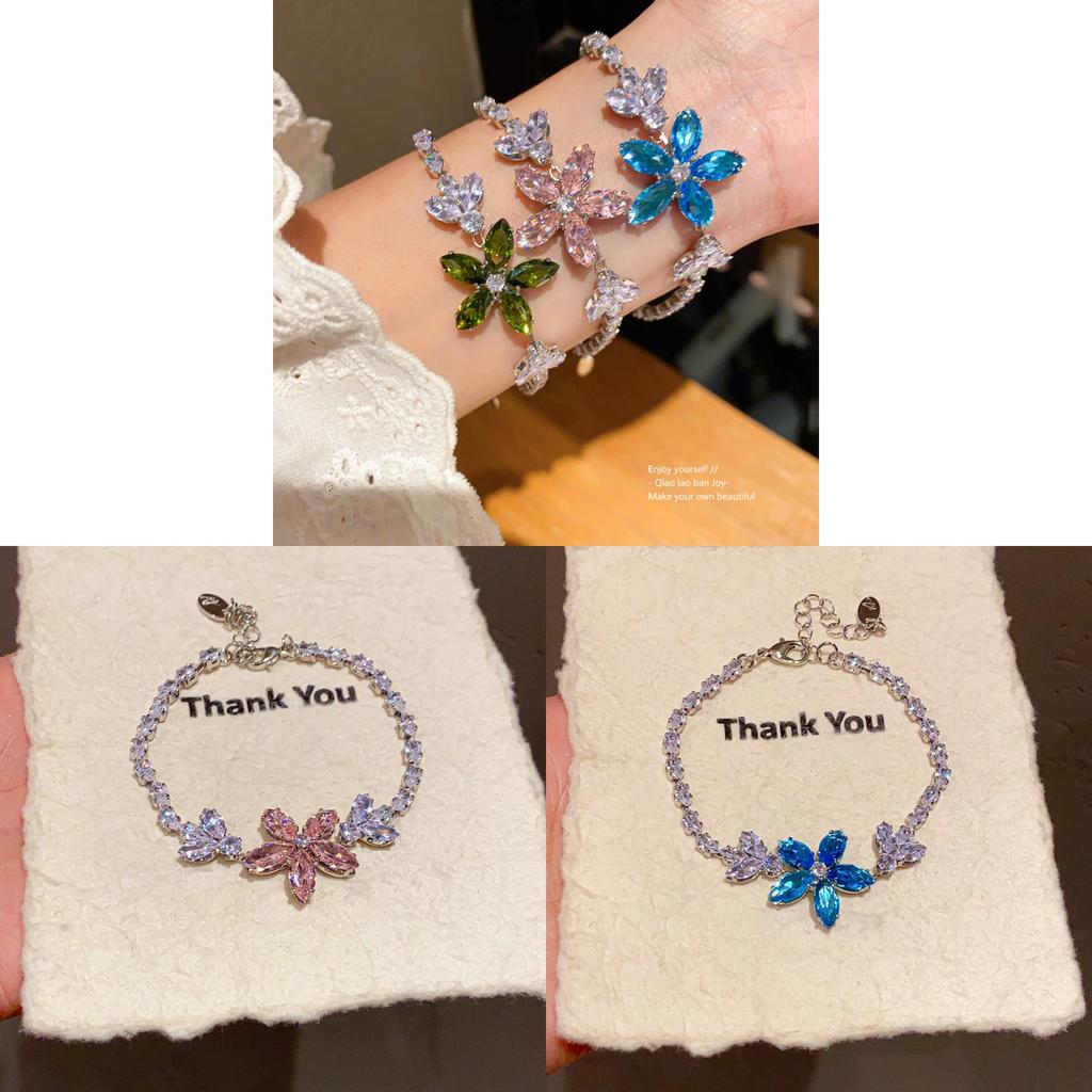 Zircon Flower Pendant Bracelet For Women With Elegant Design For Summer