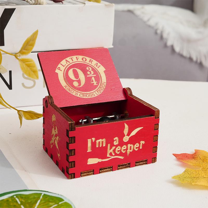 Hogwarts Hand-Cranked Retro Carved Wooden Music Box