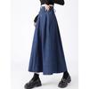 Spring Autumn Women's Plus Size Fashion High Waist Casual Denim Skirt Mid-length A-line  Skirt