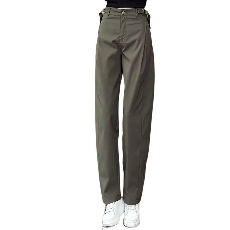 Women's Retro Casual Wide-Leg Cargo Pants - 2026 Spring/Autumn High-Waisted, Slimming, Floor-Length Banana Pants
