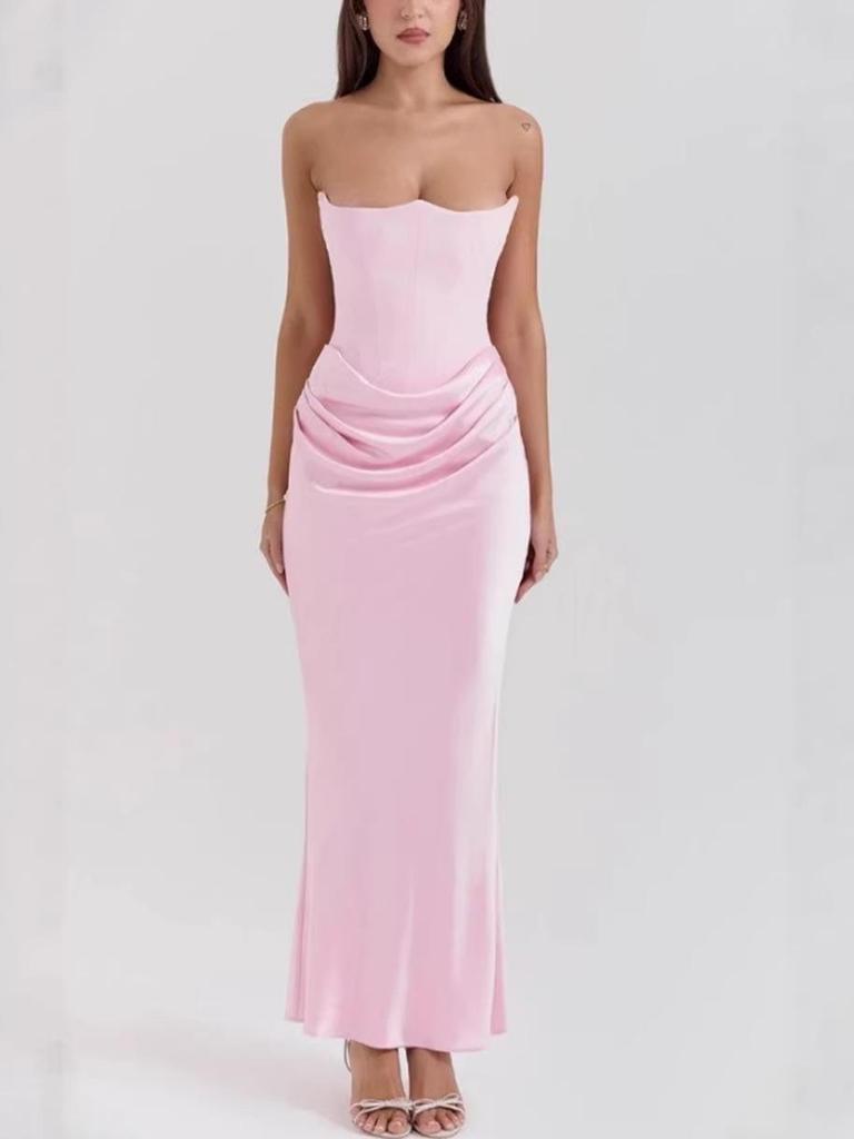 2026 European & American Strapless Sexy Backless Bodycon Evening Gown for Women
