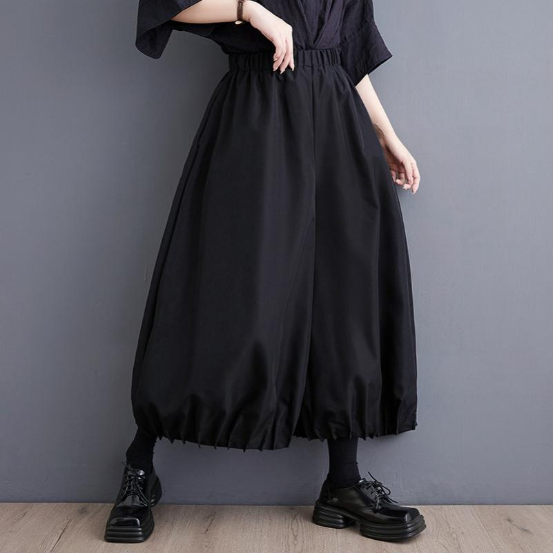 Retro Linen Elastic Waist Was Thin Loose Bloomers Color Carrot Pants Women