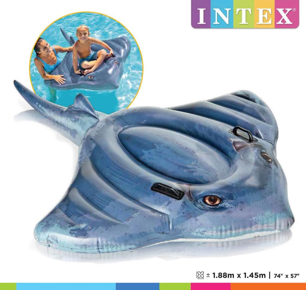 INTEX Stingray Ride-On Float Mat, 188 X 145 Cm, 57550 [Official Japanese Product]