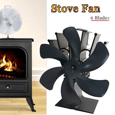 Black Fireplace 6 Blades Heat Powered Stove Fan Komin Log Wood Burner Eco Friendly Quiet Fan Home Efficient Heat Distribution