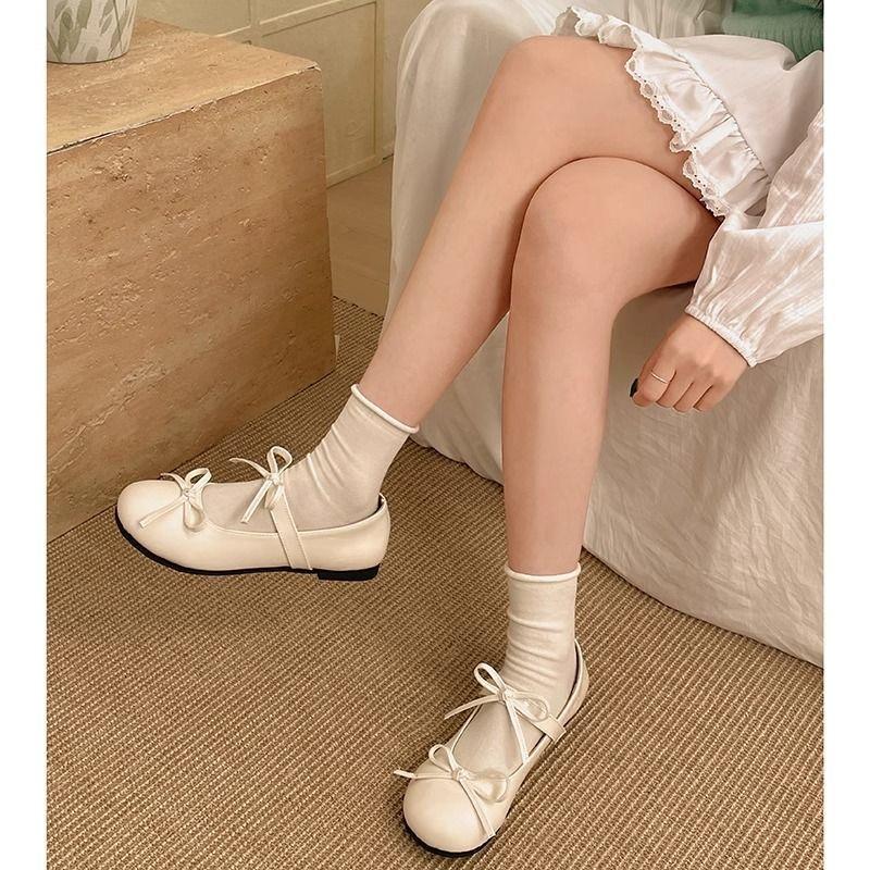 Červené retro kulaté špičky ploché dno malé kožené boty dámské nové letní se sukní mašle boty Mary Jane