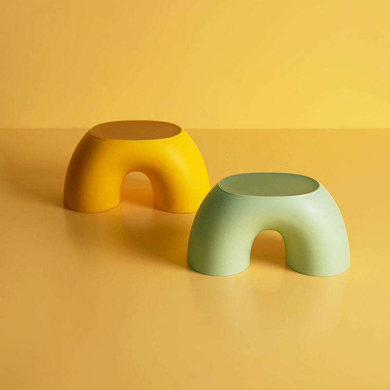 Creative Rainbow Storage Stool for Kids - 3D Cushion, Non-slip, Round Foot Stool for Living Room or Shoe Changing.